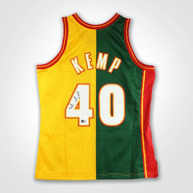 Shawn Kemp Signed SuperSonics Split Mitchell & Ness Swingman 95-96 Jersey-NBA Famous Player Jersey -