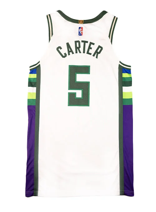 Game-Used Nike 2021-22 City Edition Jevon Carter Milwaukee Bucks Authentic Jersey-NBA Superstar Jersey -