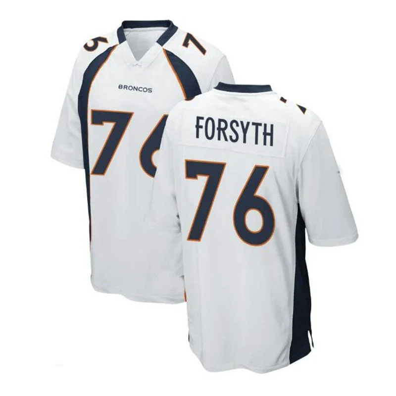 D.Broncos #76 Alex Forsyth Alternate Game Jersey - White Stitched American Football Jerseys-NFL Limited Edition Player Jersey -