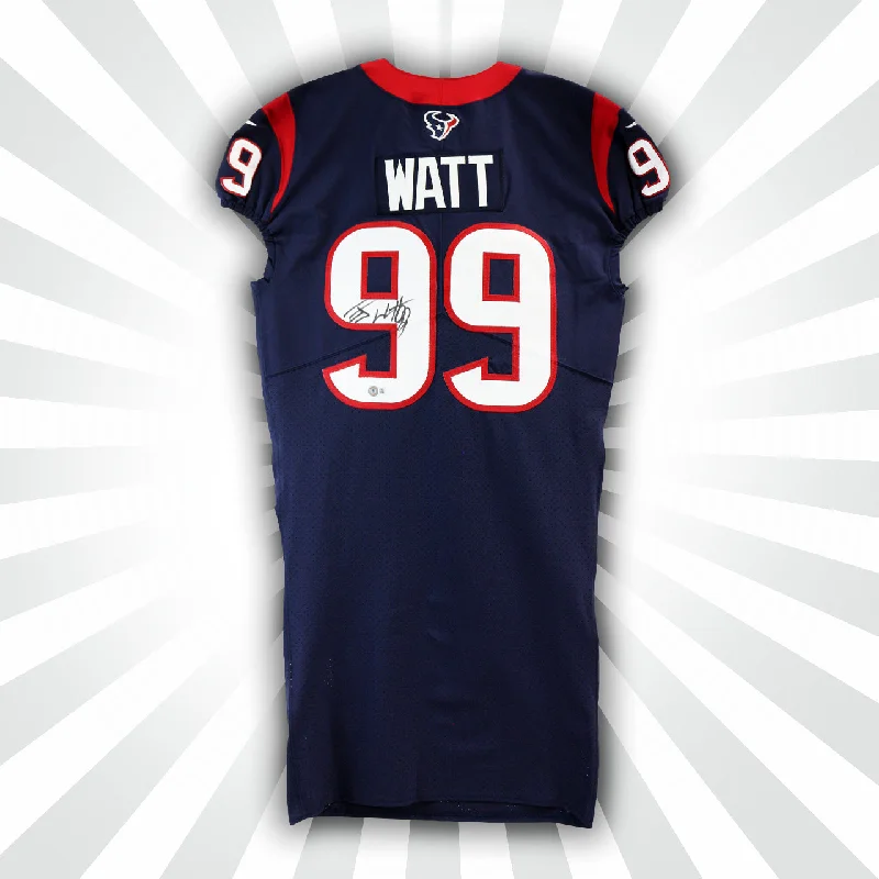 J.J. Watt Signed Game Issued Texans Jersey-NBA Away Jersey -