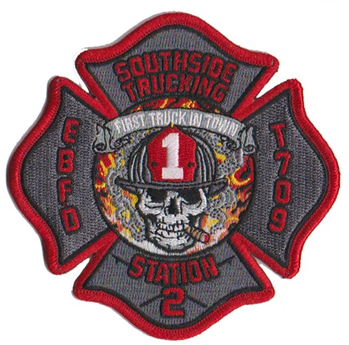 East Brunswick Southside Trucking Station 2 Skull Fire Patch-NBA Bulls Jersey -