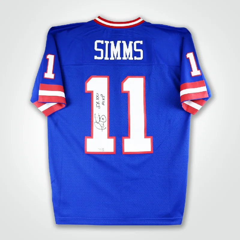 Phil Simms Signed Giants Mitchell & Ness Replica Jersey Inscribed "S.B. XXI M.V.P."-NBA Jersey for Official Team Players -