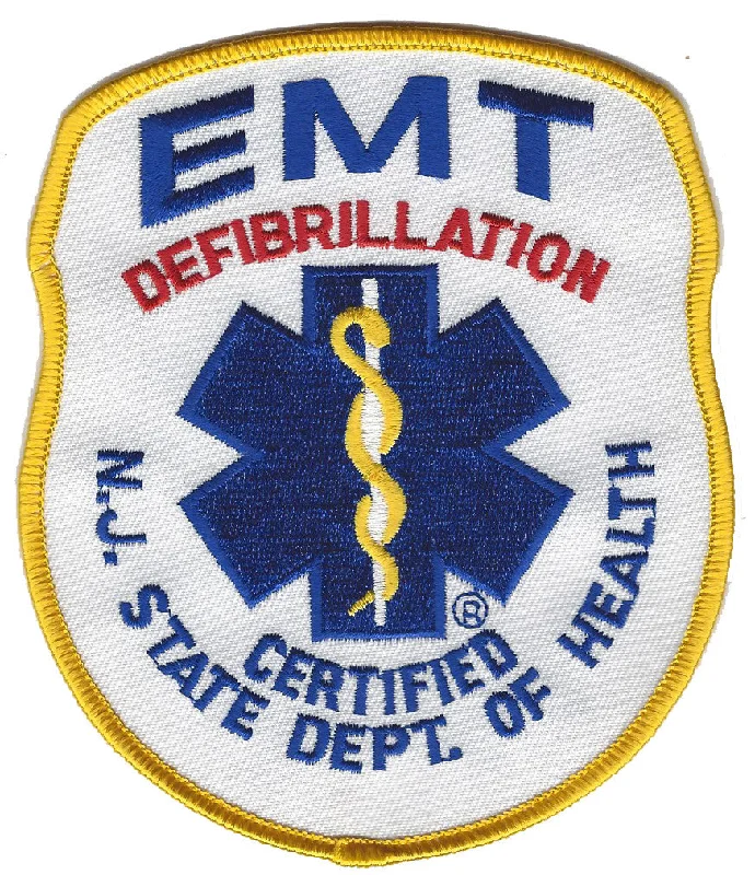 EMT Defibrillation Certified NJ State Dept. Of Health Fire Patch-NBA Heat Jersey -