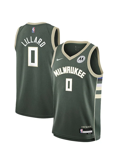 Youth Nike Icon Damian Lillard Milwaukee Bucks Swingman Jersey-NBA Youth Basketball Jersey Online -