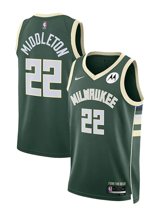 Nike 2022 Icon Edition Khris Middleton Milwaukee Bucks Swingman Jersey-NBA Custom Jersey Shop -