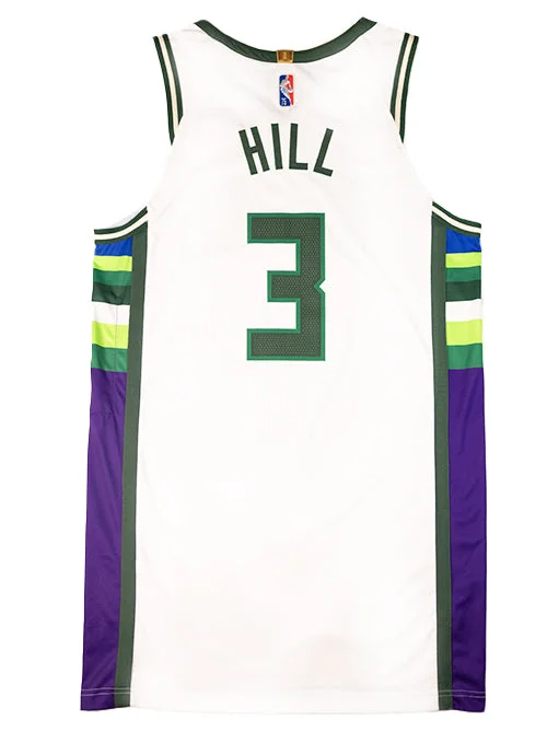 Game-Used Nike 2021-22 City Edition George Hill Milwaukee Bucks Authentic Jersey-NBA Players Jersey for Fans -