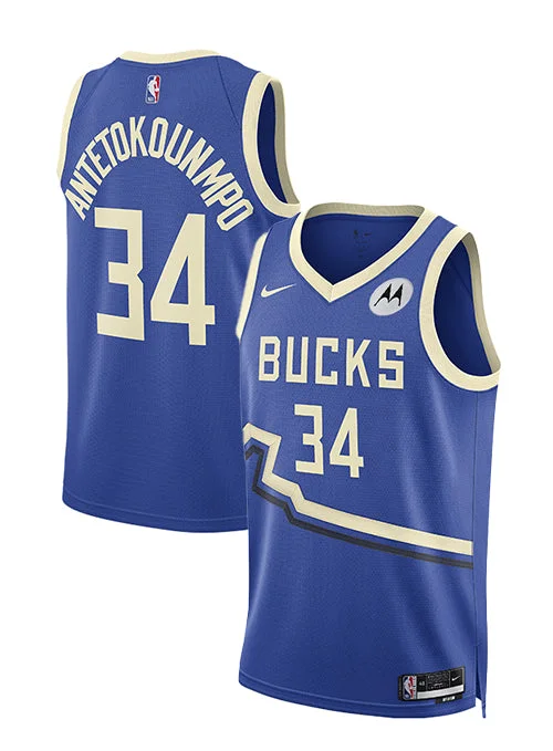 Nike 2024-25 City Edition Giannis Antetokounmpo Milwaukee Bucks Swingman Jersey-NBA Throwback Jersey -