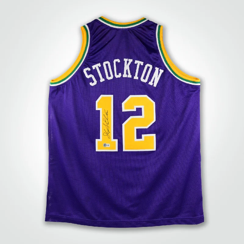 John Stockton Signed Jersey-NBA Throwback Jersey -