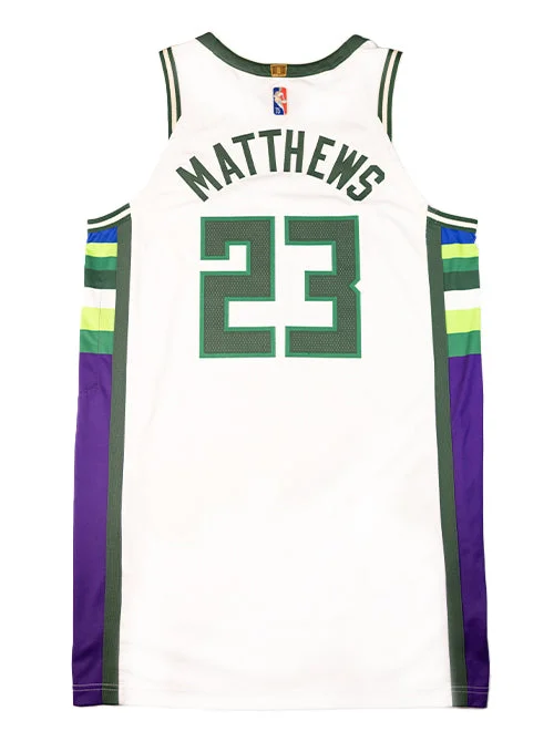 Game-Used Nike 2021-22 City Edition Wesley Matthews Milwaukee Bucks Authentic Jersey-NBA Rookie Jersey -