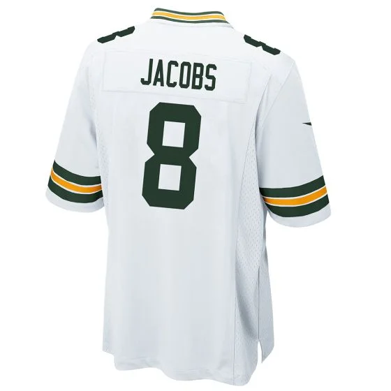 GB.Packers #8 Josh Jacobs White Game Jersey Stitched American Football Jerseys-NFL Football Jersey with Personalized Name -