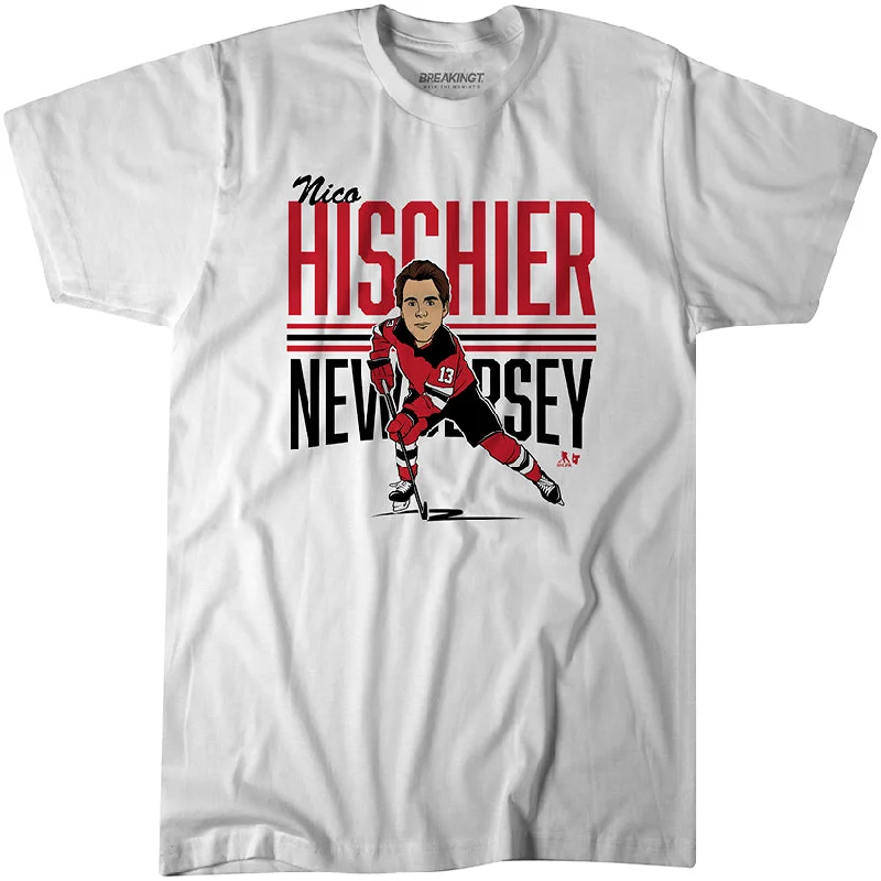 Nico Hischier: Center Ice Caricature-NBA Collectible Jersey Sale -