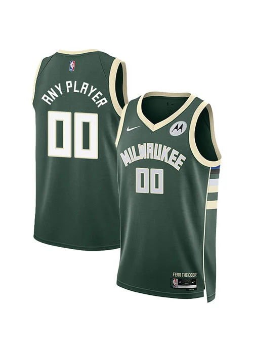 Youth Nike 2022 Icon Edition Custom Milwaukee Bucks Swingman Jersey-NBA Jersey with Special Edition Graphics -