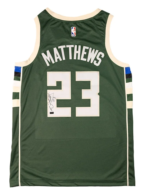 Signed Nike Icon Edition Wesley Matthews Milwaukee Bucks Swingman Jersey-NBA Fan Jersey -