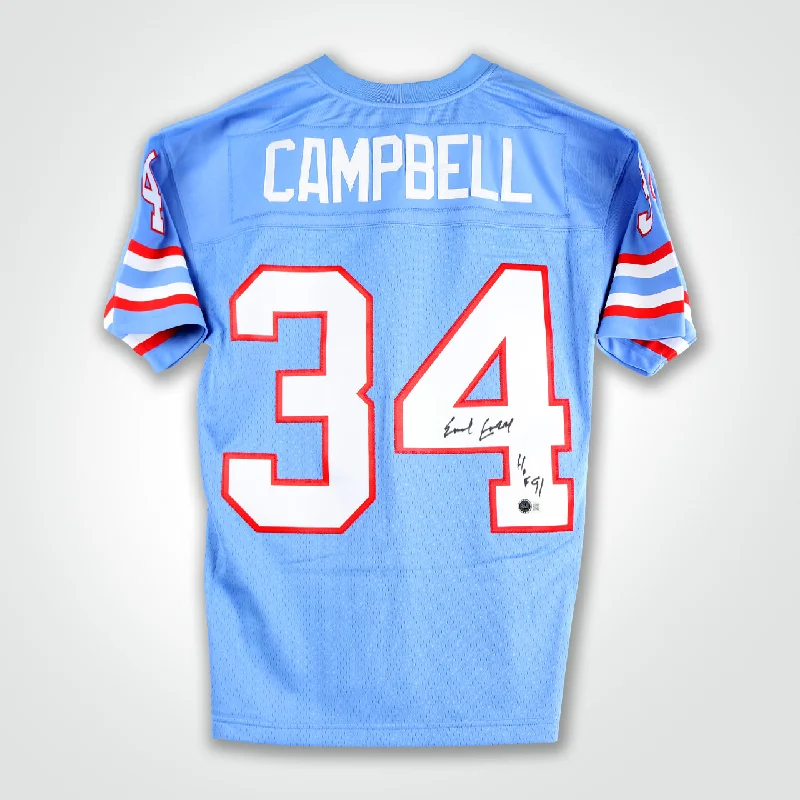 Earl Campbell Signed Oilers Mitchell & Ness Replica Jersey Inscribed "HoF 91"-NBA Finals Edition Jersey -