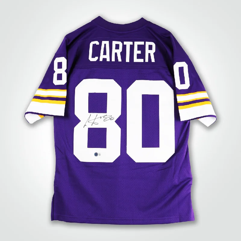 Cris Carter Signed Vikings Mitchell & Ness Replica Jersey-NBA Basketball Jersey with Official Patch -