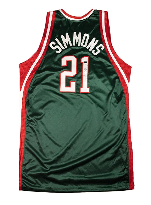 Signed Road 2006-08 Bobby Simmons Milwaukee Bucks Authentic Jersey-NBA Blue Basketball Jersey -