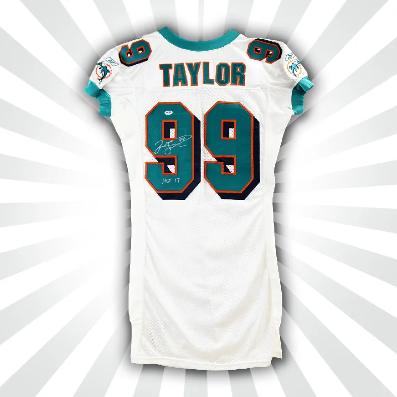 Jason Taylor Signed Game Issued Dolphins Jersey Inscribed "HOF 17"-NBA Official Player Jersey -