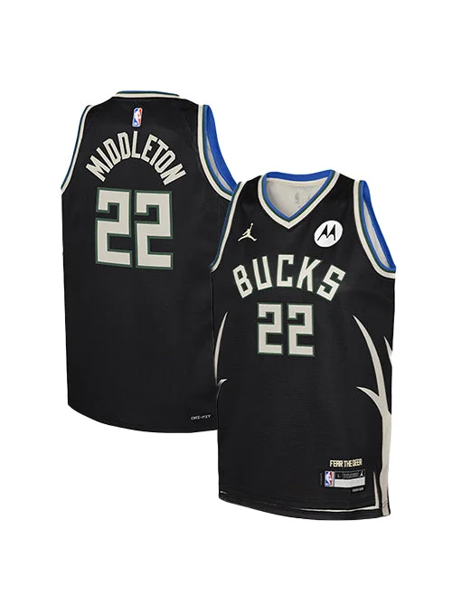 Youth Jordan 2022 Statement Edition Khris Middleton Milwaukee Bucks Swingman Jersey-NBA Jersey with Official Tags -