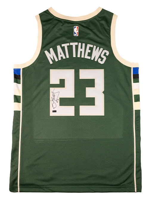 Signed Nike Icon Edition Wesley Matthews Milwaukee Bucks Swingman Jersey-NBA Black Jersey -