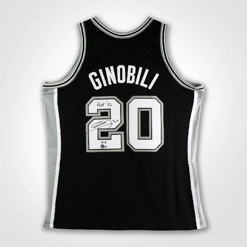 Manu Ginobili Signed Spurs Mitchell & Ness Swingman 02-03 Jersey-NBA Red and Black Jersey -