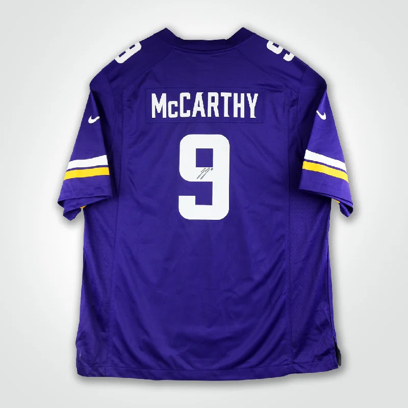 J.J. McCarthy Signed Vikings Nike Game Jersey-NBA Bulls Jersey -