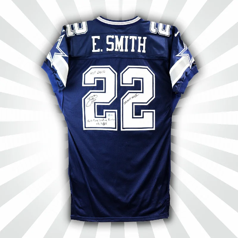 Emmitt Smith Signed Game Issued Cowboys Jersey With 3 Inscriptions-NBA Jersey for All Teams -