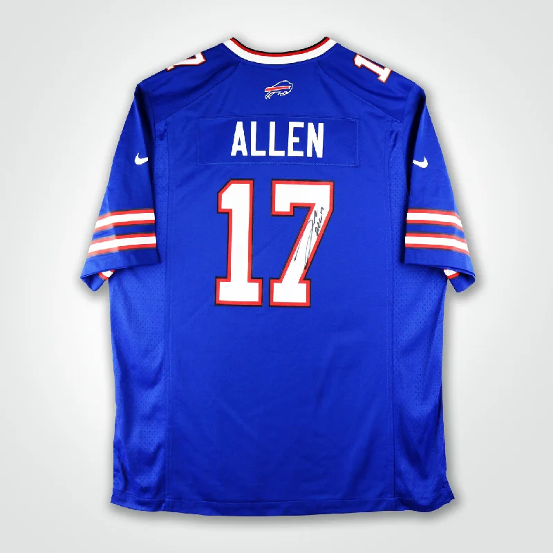 Josh Allen Signed Bills Blue Nike Game Jersey-NBA Team Jersey Personalized -