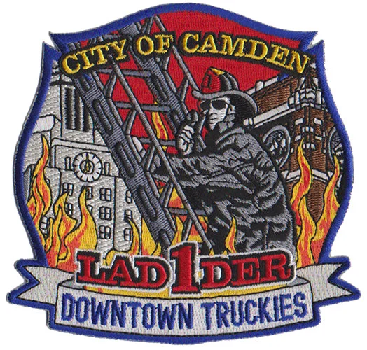 Camden, NJ Ladder 1 Downtown Truckies Fire Patch-NBA Youth Basketball Jersey -