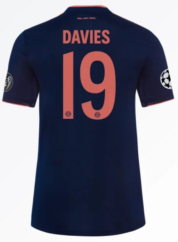 Alphonso Davies Bayern Munich 19/20 Third Jersey-AFC Jersey with Embroidered Logos -