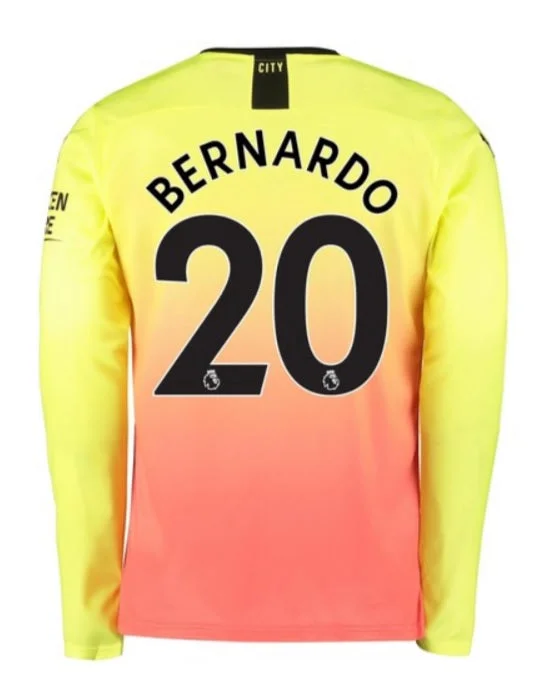 Bernardo Silva Manchester City Long Sleeve 19/20 Third Jersey-AFC Championship Jersey Sale -