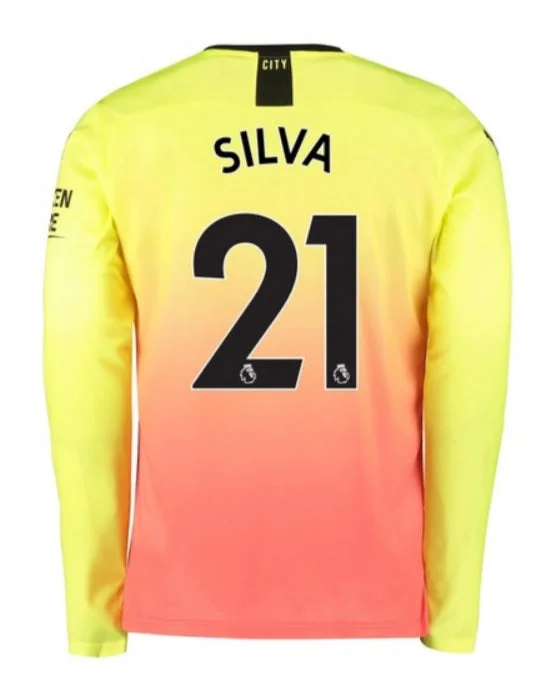 David Silva Manchester City Long Sleeve 19/20 Third Jersey-AFC New Jersey for Sale -