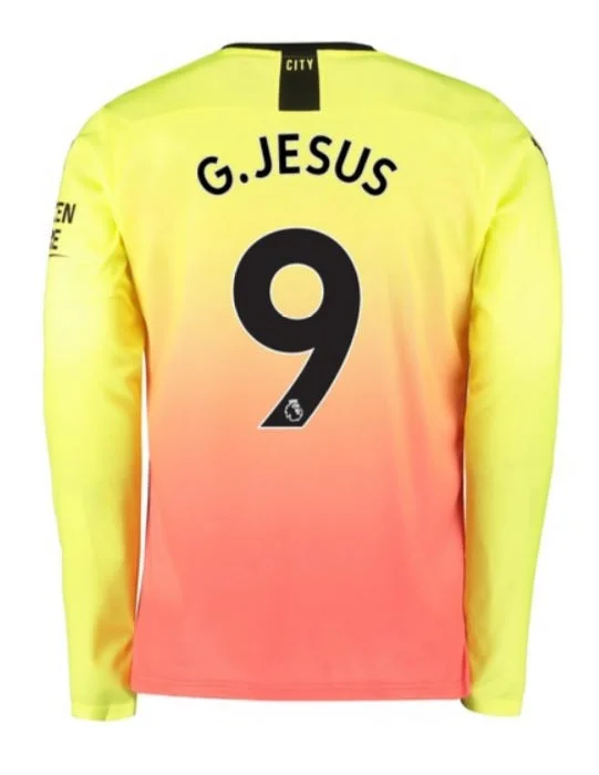 Gabriel Jesus Manchester City Long Sleeve 19/20 Third Jersey-AFC Official Team Apparel -