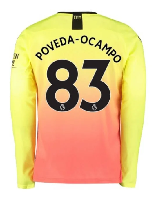 Ian Poveda Manchester City Long Sleeve 19/20 Third Jersey-AFC Premium Custom Jersey -