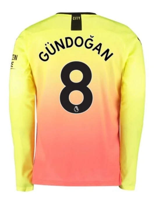 Ilkay Gundogan Manchester City Long Sleeve 19/20 Third Jersey-AFC Football Jersey for Sale Online -