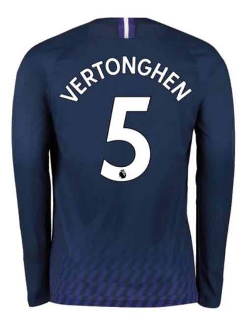 Jan Vertonghen Tottenham Hotspur Long Sleeve 19/20 Away Jersey-AFC Women’s NFL Jersey -