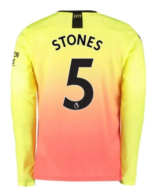 John Stones Manchester City Long Sleeve 19/20 Third Jersey-AFC NFL Jersey for Kids -