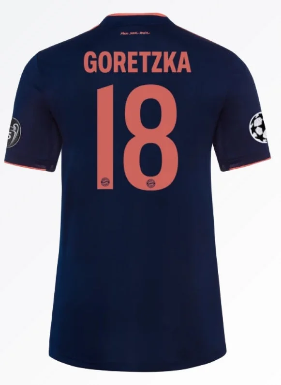 Leon Goretzka Bayern Munich 19/20 Third Jersey-AFC Jersey with Sleeve Number -