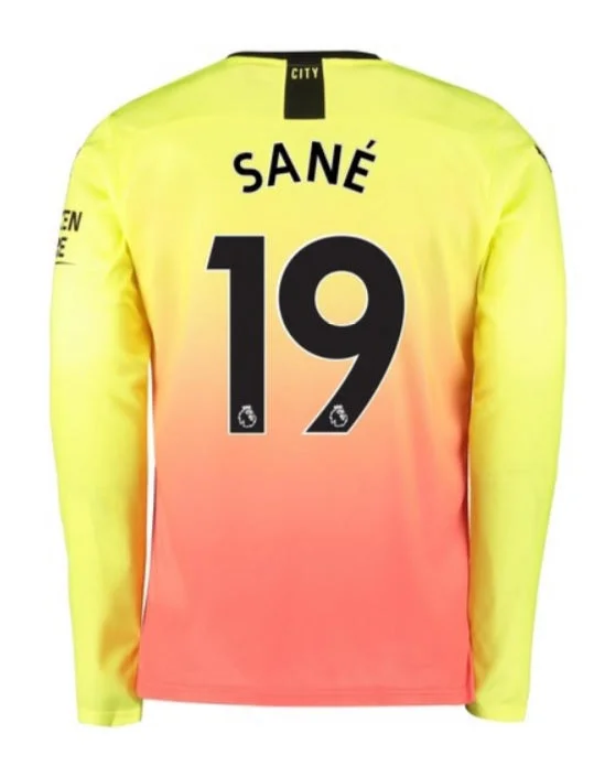 Leroy Sane Manchester City Long Sleeve 19/20 Third Jersey-AFC Game Day Jersey -