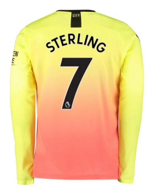 Raheem Sterling Manchester City Long Sleeve 19/20 Third Jersey-AFC Football Jersey Online -