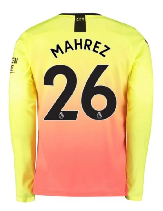 Riyad Mahrez Manchester City Long Sleeve 19/20 Third Jersey-AFC Team Spirit Jersey -