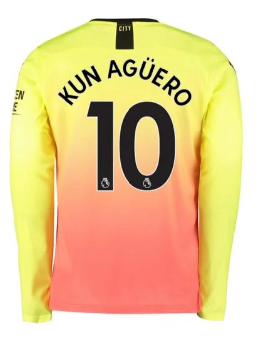 Sergio Kun Aguero Manchester City Long Sleeve 19/20 Third Jersey-AFC Away Football Jersey -