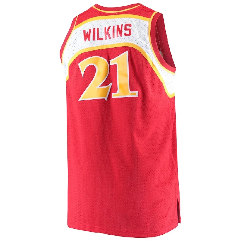 A.Hawks #21 Dominique Wilkins Mitchell & Ness Big & Tall Hardwood Classics Jersey Red Stitched American Basketball Jersey-NFC NFC Football Jersey with Name -