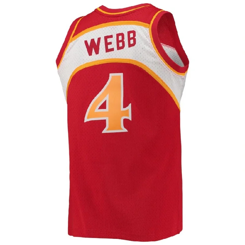 A.Hawks #4 Spud Webb Mitchell & Ness Hardwood Classics Swingman Jersey Red Stitched American Basketball Jersey-NFC NFC Pro Bowl Jersey -