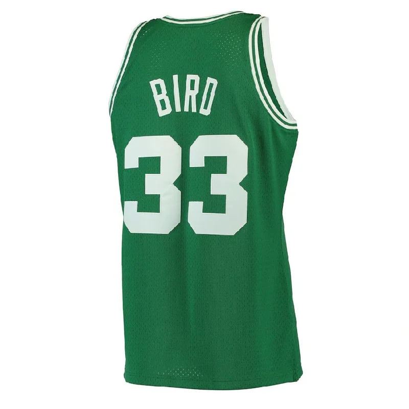 B.Celtics #33 Larry Bird Mitchell & Ness 1985-86 Hardwood Classics Swingman Jersey Kelly Green Stitched American Basketball Jersey-NFC Football Jersey with Player Name -