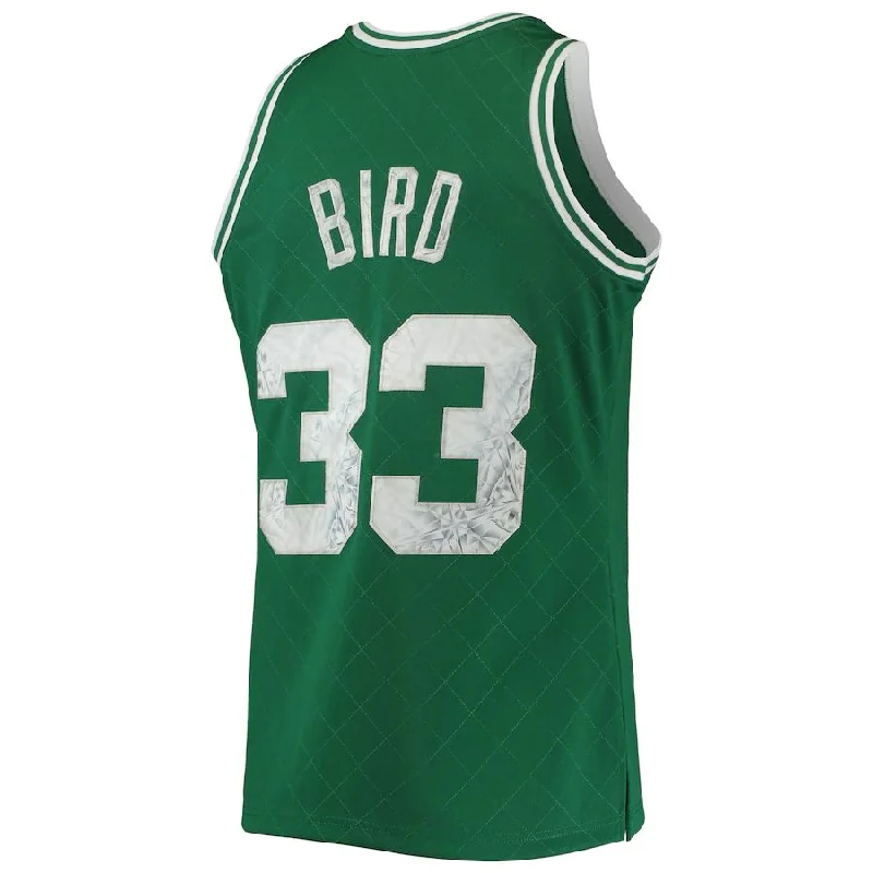 B.Celtics #33 Larry Bird Mitchell & Ness 1996-97 Hardwood Classics NBA 75th Anniversary Diamond Swingman Jersey Kelly Green Stitched American Basketball Jersey-NFC Championship Jersey -