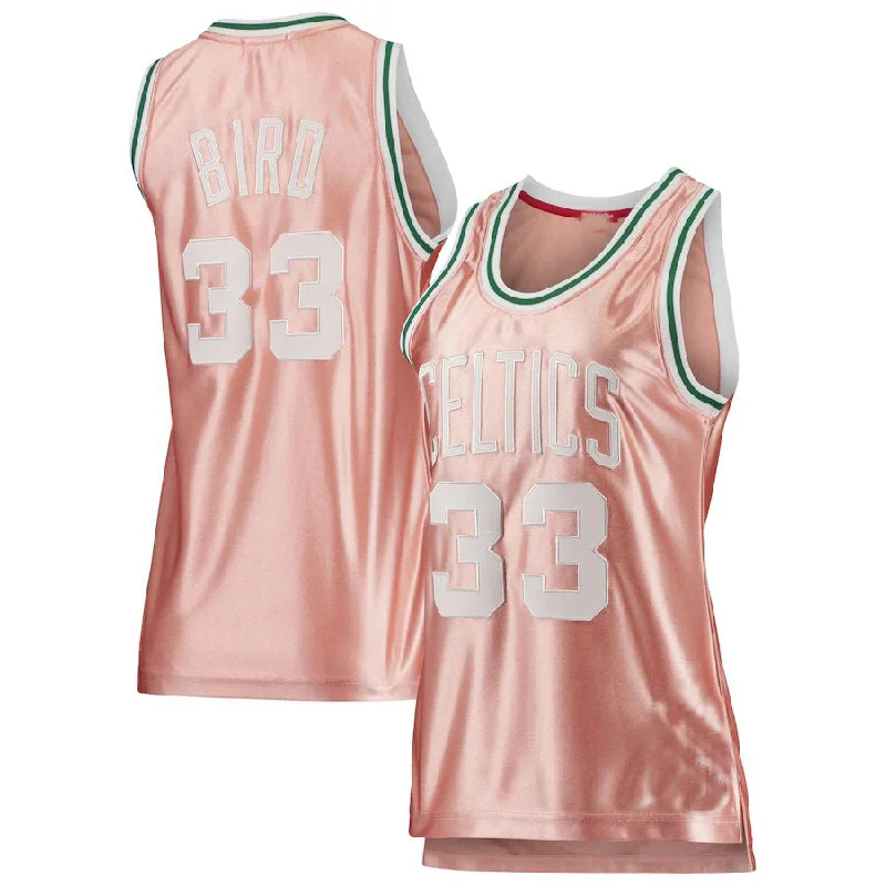 B.Celtics #33 Larry Bird Mitchell & Ness 75th Anniversary Rose Gold 1985 Swingman Jersey Pink Stitched American Basketball Jersey-NFC San Francisco 49ers Jersey -