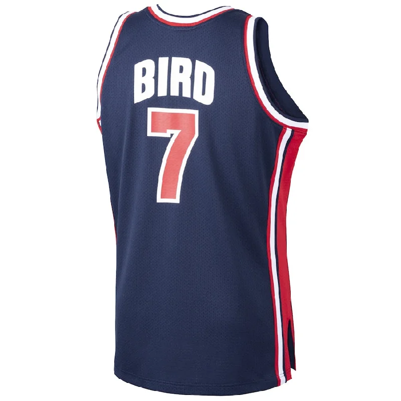 B.Celtics #7 Larry Bird USA Basketball Mitchell & Ness Home 1992 Dream Team Authentic Jersey Navy Stitched American Basketball Jersey-NFC Team Jersey with Player Number -