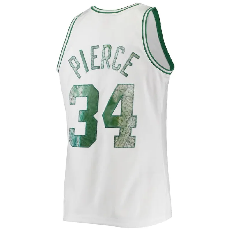 B.Celtics #34 Paul Pierce Mitchell & Ness 1996-97 Hardwood Classics 75th Anniversary Diamond Swingman Jersey White Stitched American Basketball Jersey-NFC Team Jersey with Team Logo -