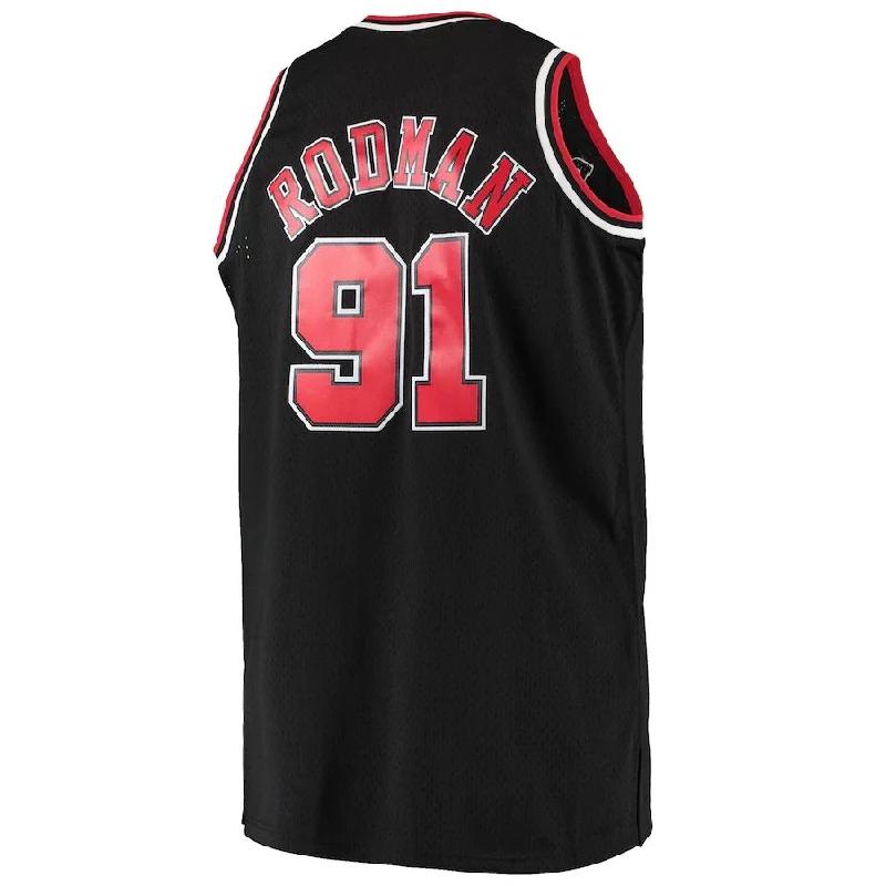 C.Bulls #91 Dennis Rodman Mitchell & Ness Big & Tall Hardwood Classics Swingman Jersey Black Stitched American Basketball Jersey-NFC NFL Jersey Online Store -