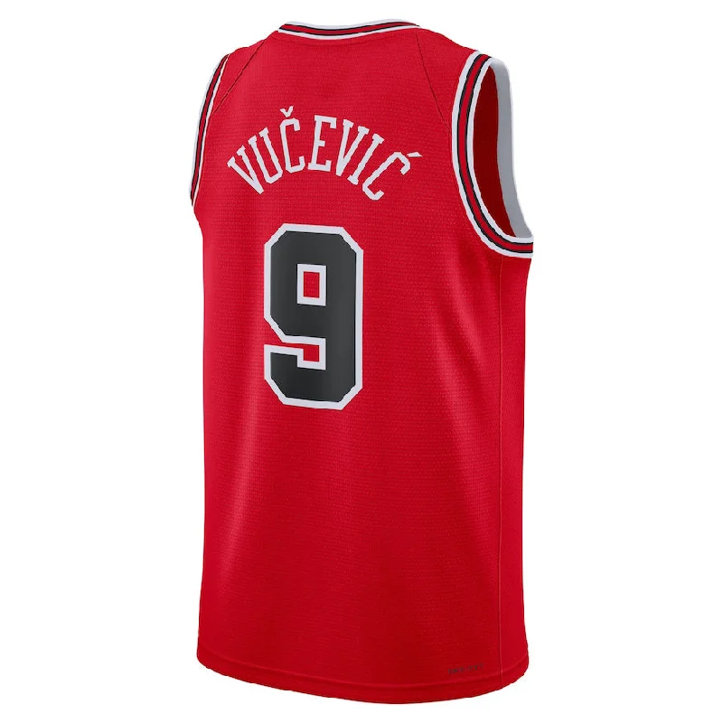 C.Bulls #9 Nikola Vucevic Unisex 2022-23 Swingman Jersey Icon Edition Red Stitched American Basketball Jersey-NFC NFC Limited Edition Jersey -